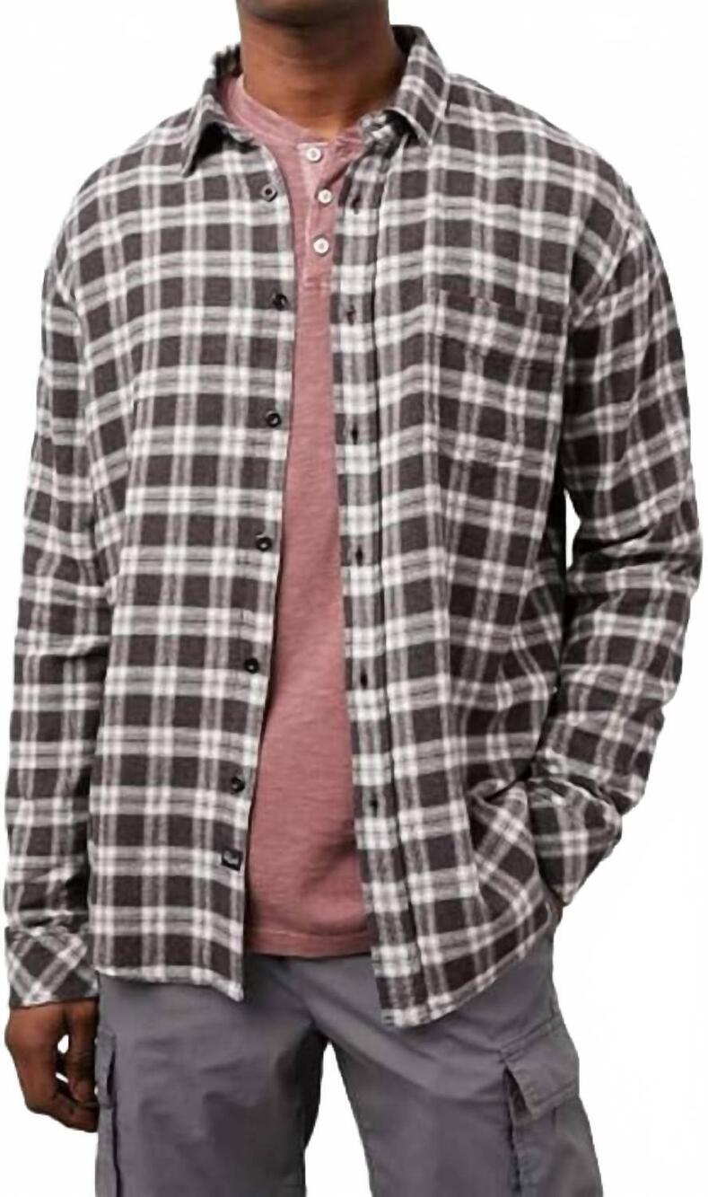 NEW RAILS lennox shirt in black crimson melange